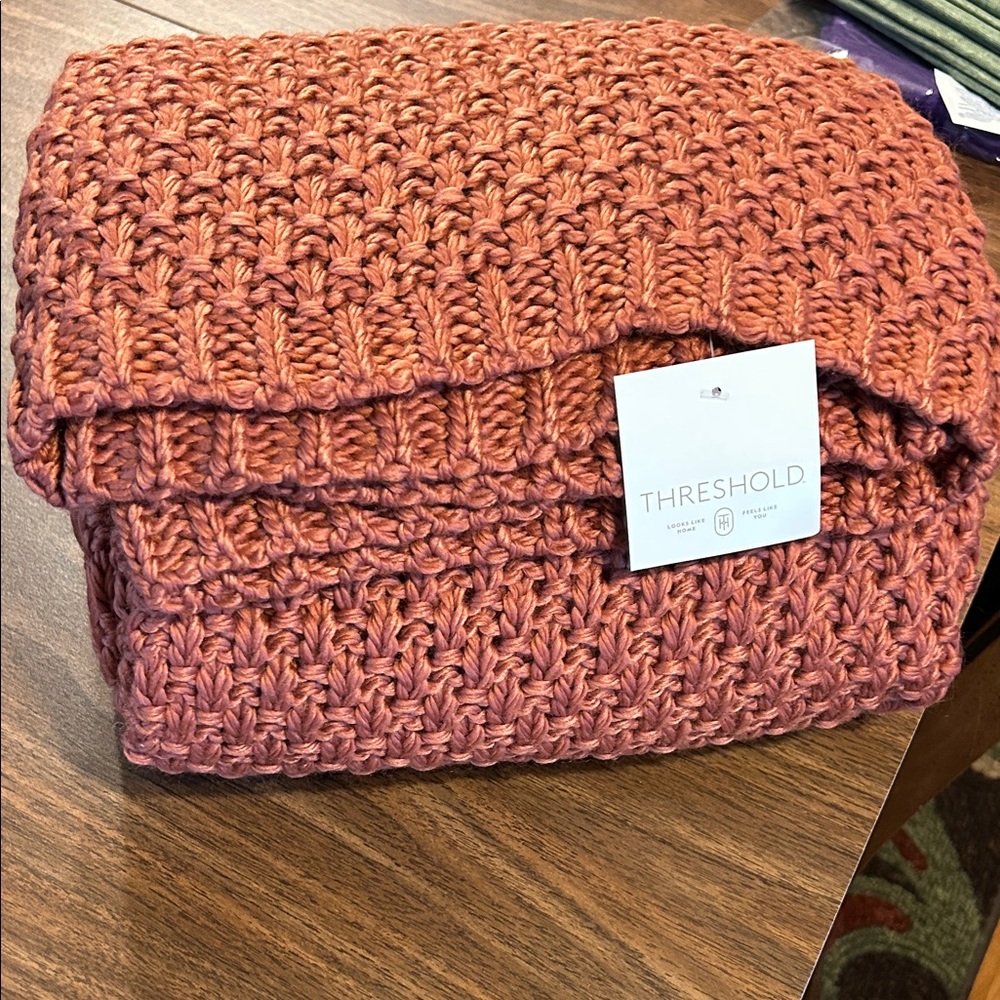Threshold Knit Blanket in Warm Rust